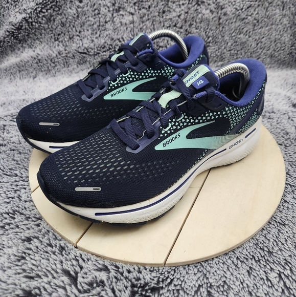 Brooks Ghost 14 Running Shoes Peacoat/Yucca/Navy Women's Size 6.5 - Picture 4 of 9